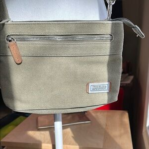 Travelon Olive Green Bag with RFID pocket inside.